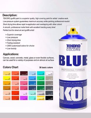Tekoro 400ml Eco-Friendly Quick Drying Graffiti Spray Paint with 12PCS/CTN Package